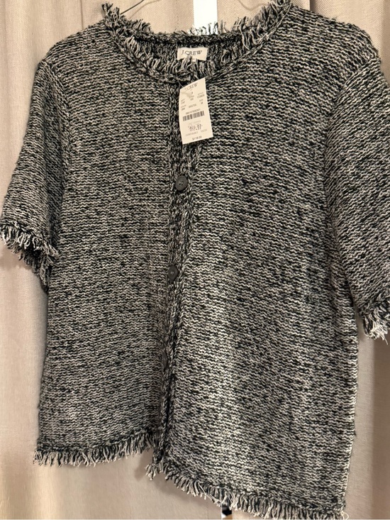 J. Crew Factory Sweaters - J.Crew Factory Tweed Button Front Short Sleeve Cardigan - Black & White M